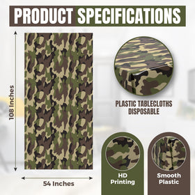 HSGUS five-pack camo tablecloths for quick party setup and cleanup.