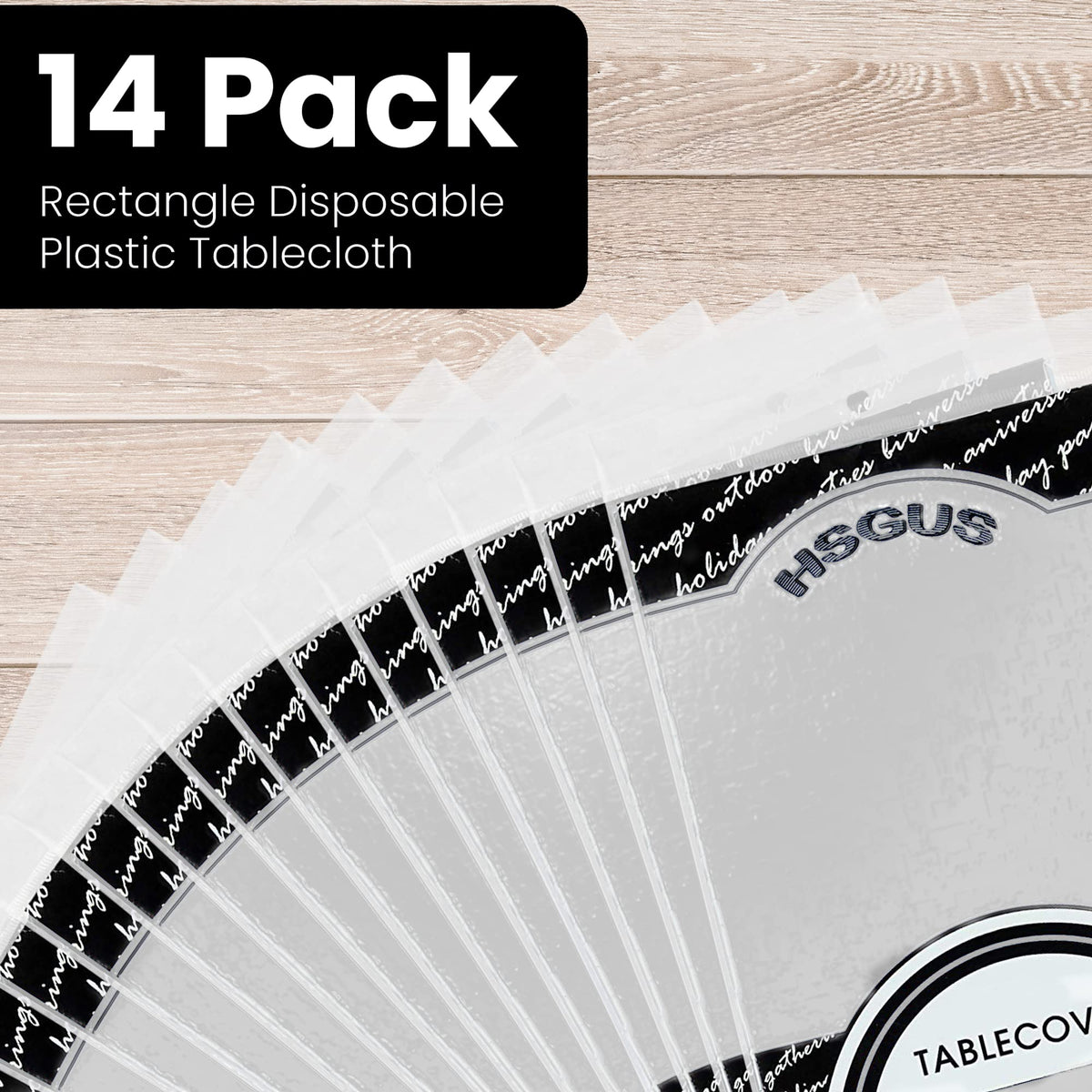 HSGUS clear tablecloth on dining table demonstrates elegant setup and protection.