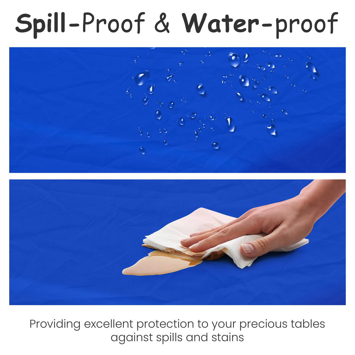 HSGUS waterproof spill-proof tablecloth protects surfaces when serving drinks.