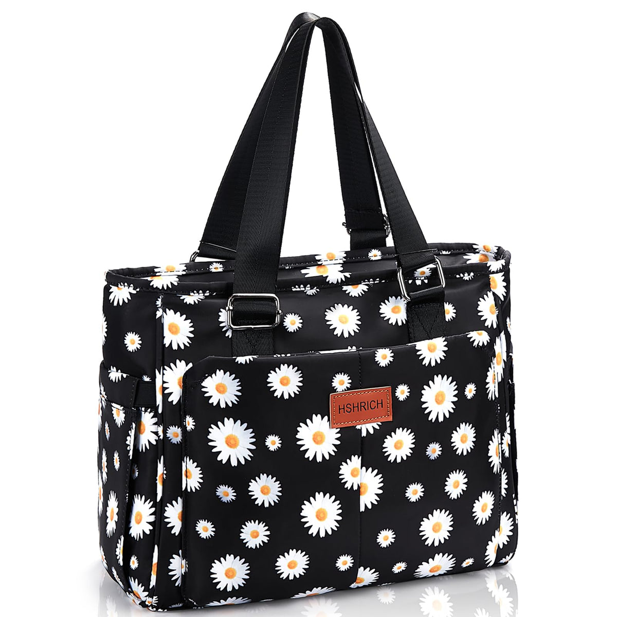 HSHRICH floral insulated handbag 12L exterior view shows large lunch capacity.