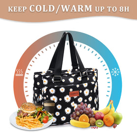 HSHRICH floral insulated handbag durable oxford fabric for daily use.