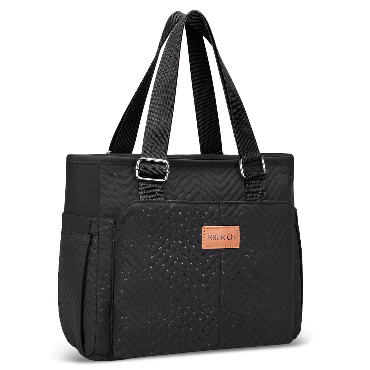 HSHRICH large insulated lunch bag in black with 12L capacity for on-the-go meals.