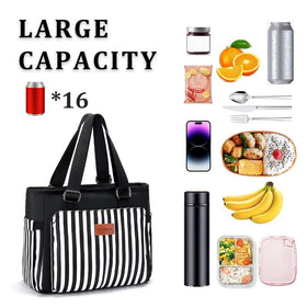 HSHRICH 12L capacity lunch bag fits bento boxes and drinks for work, travel, or picnics.