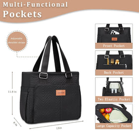 HSHRICH lunch bag showing side pockets and multi-pocket organization.