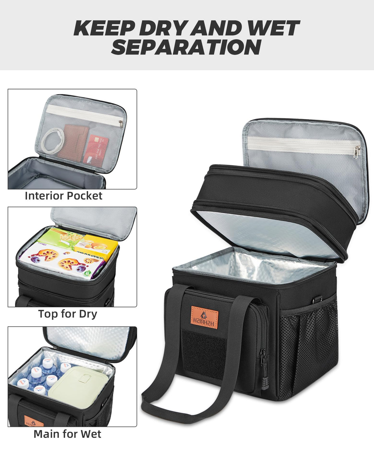 HSHRISH large-capacity insulated bag keeps meals organized for work and trips