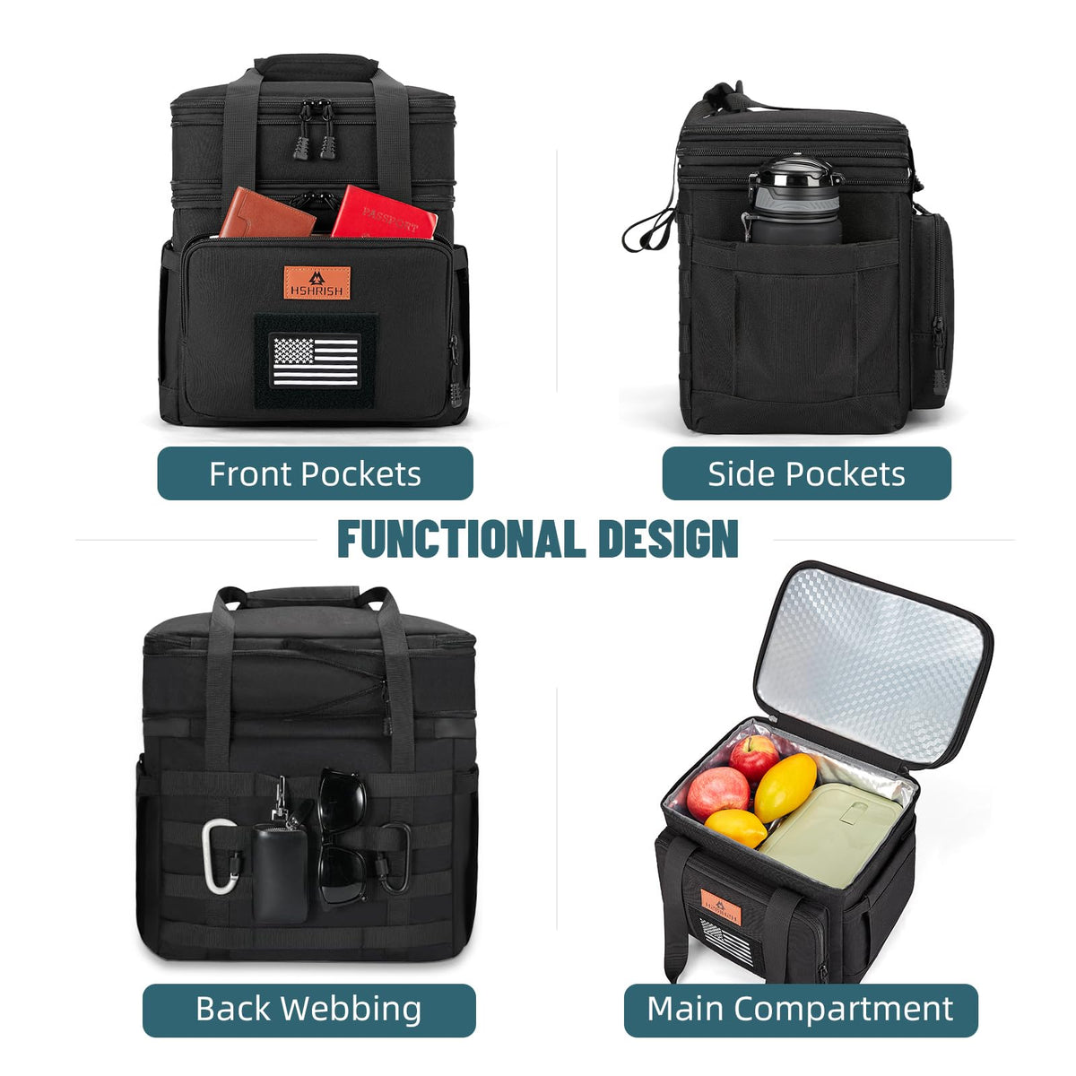 Flag design on HSHRISH bag for outdoor-ready style