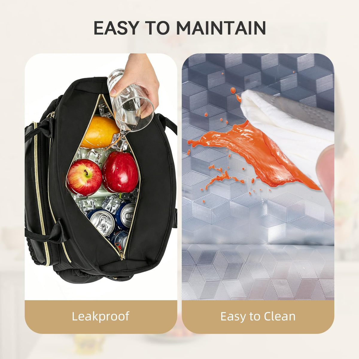 HSHRISH lunch bag material is easy to wipe clean after spills.