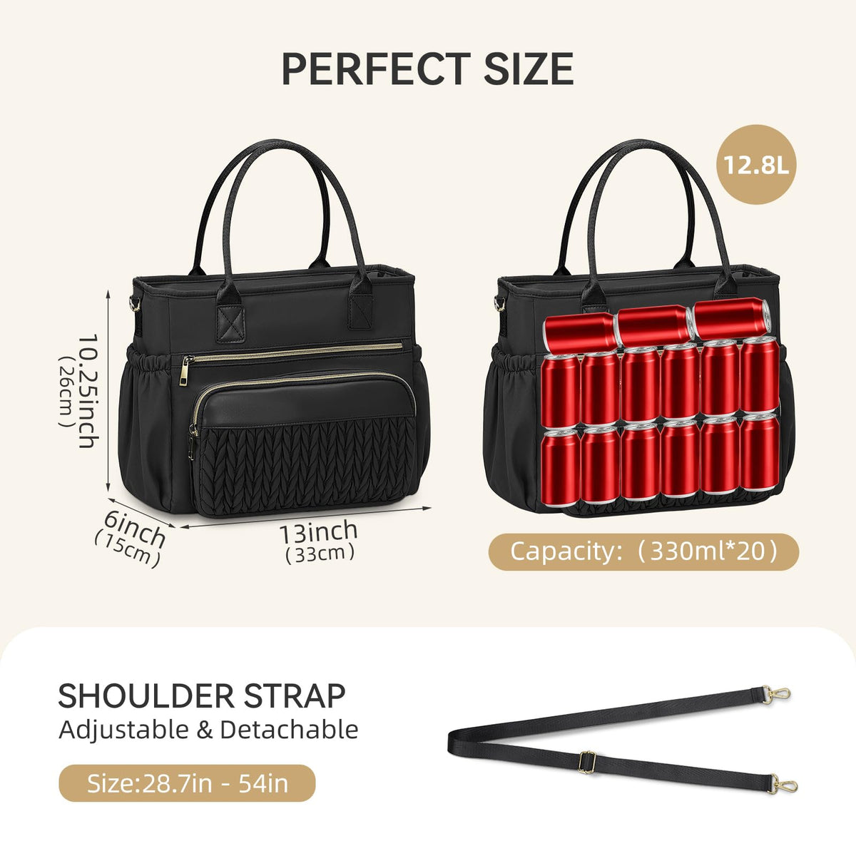 HSHRISH lunch bag leak-proof liner protects contents during transit.