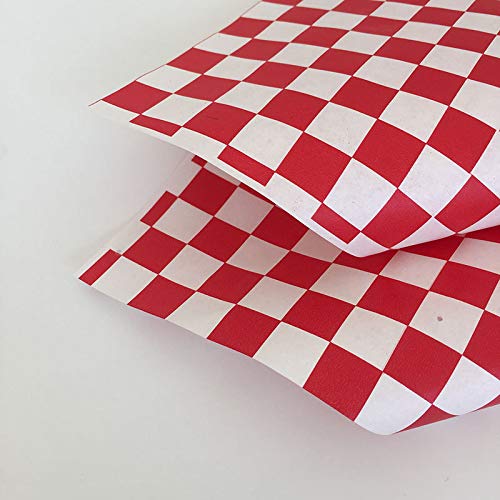 Hslife 100-sheets red checkered deli paper pack protects surfaces.