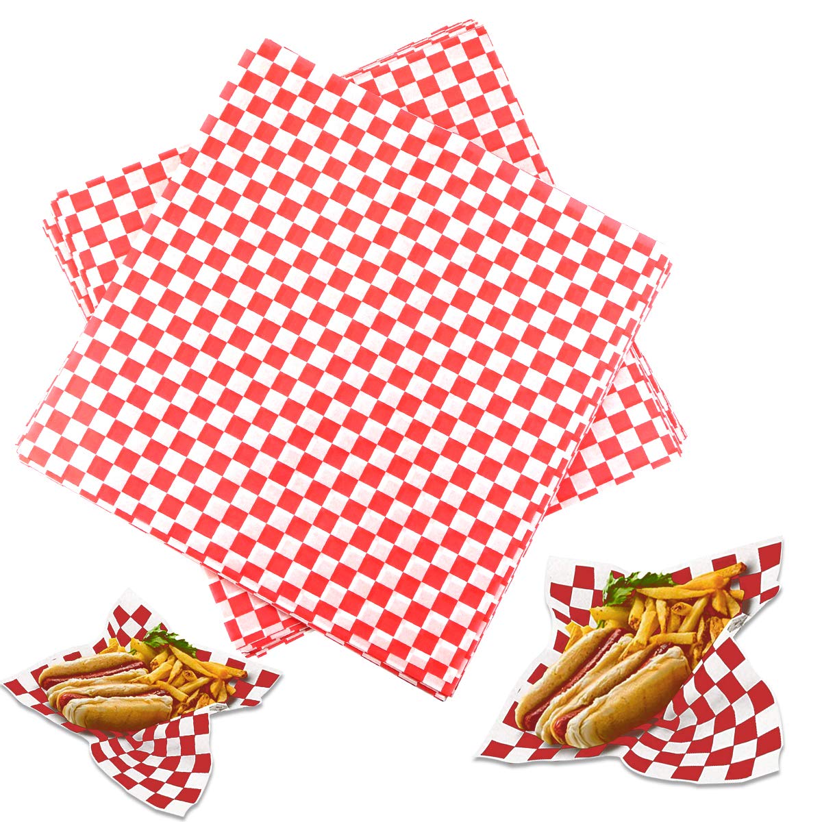Hslife checkered deli paper 30x30 cm red wrap keeps foods clean and appealing.