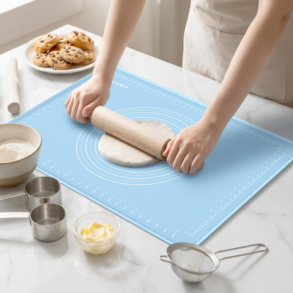 HslyT silicone baking mat full surface view for large dough work
