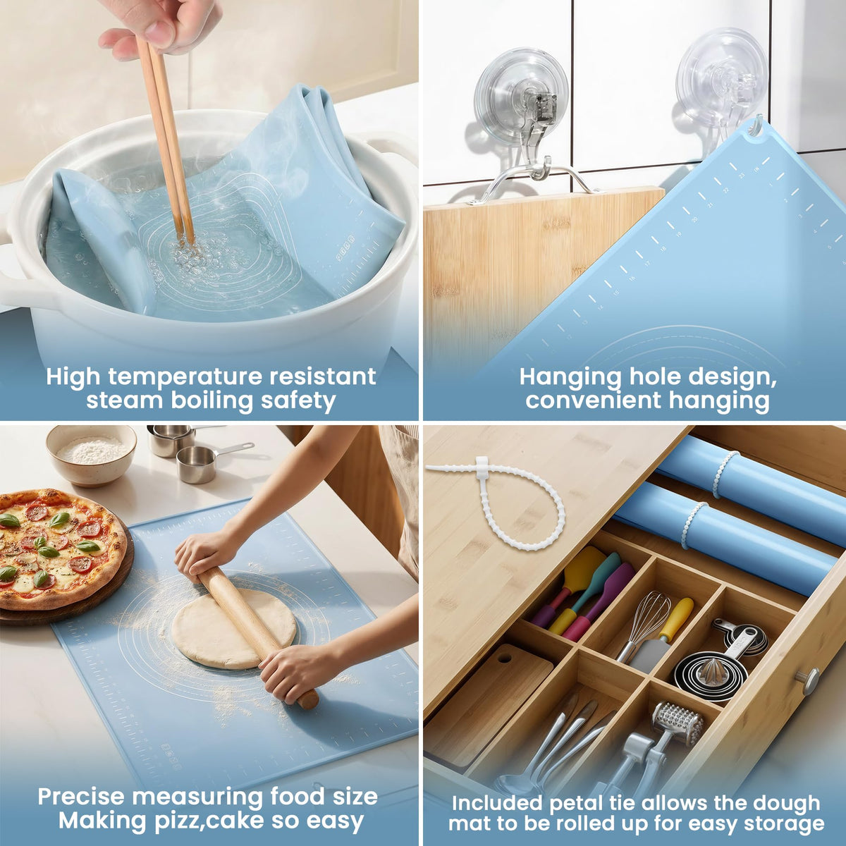 HslyT mat with non-slip bottom stays steady during kneading