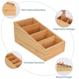HTB bamboo pantry organizer in use on a kitchen counter.