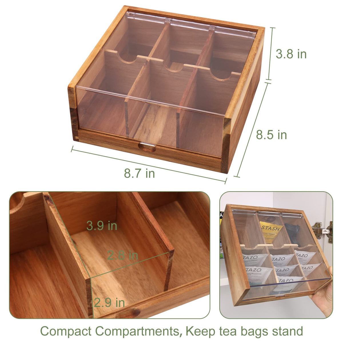 HTB compact tea chest provides organized storage in small spaces.