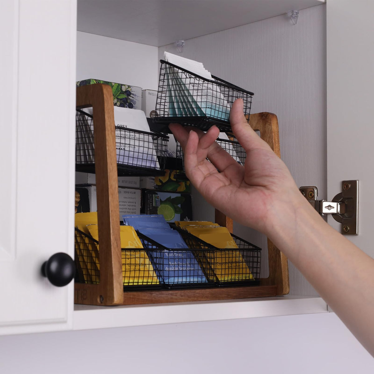HTB ideal for organizing tea bags, sugar, and creamer packets.