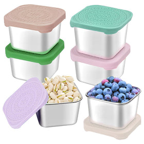HTEVW 6Pack compact stainless steel snack container ideal for kids' lunches