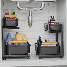 HTH Goods 2-tier pull-out baskets provide easy access to stored items