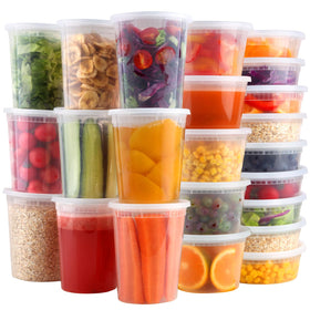 HTMZ deli containers 8oz with lids for portion control and fresh storage.