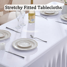 Htper 2-pack white spandex tablecloth 6ft pleated skirt enhances elegance