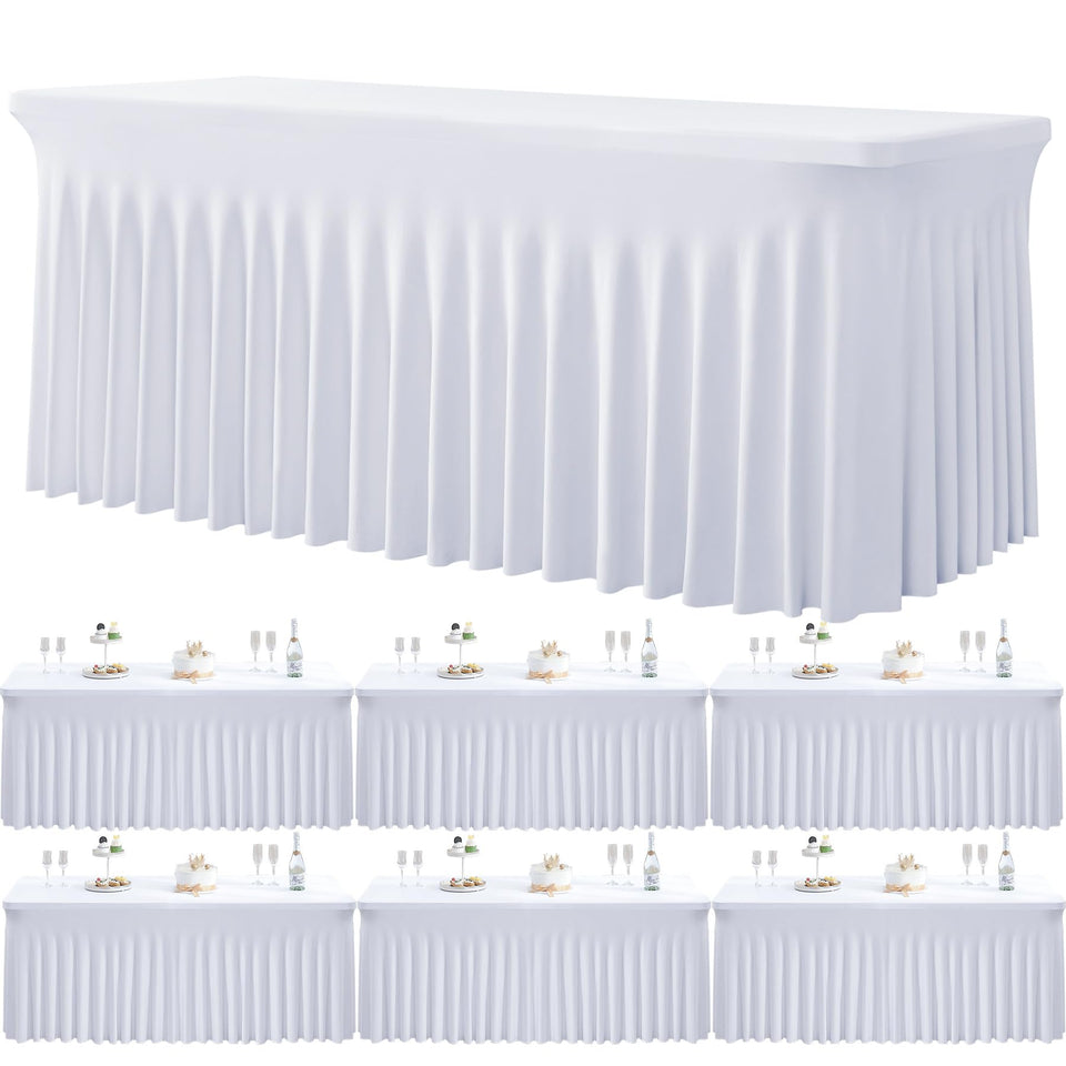 Htper 6ft spandex tablecloth pack for rectangle tables, durable and reusable.
