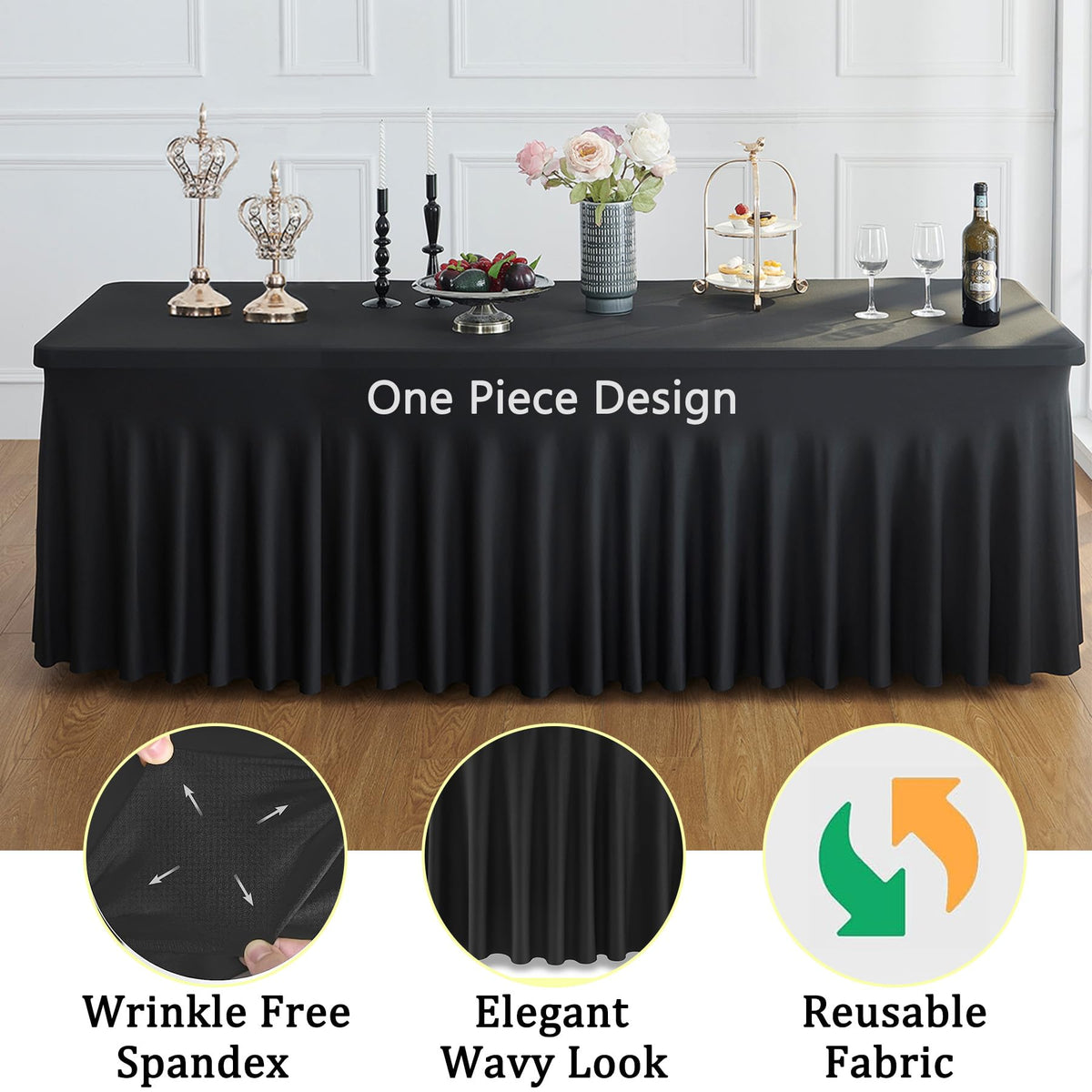 Htper 8ft fitted cover for 96x30 inch tables provides secure fit.