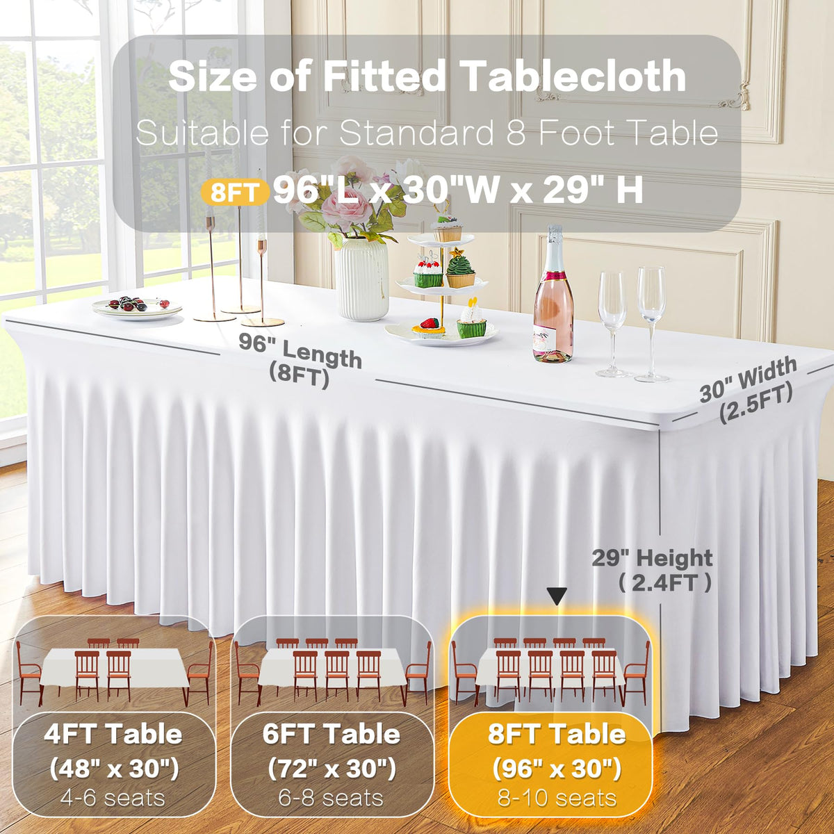 Htper stretchy table cover creates a pleated look for elegant setups