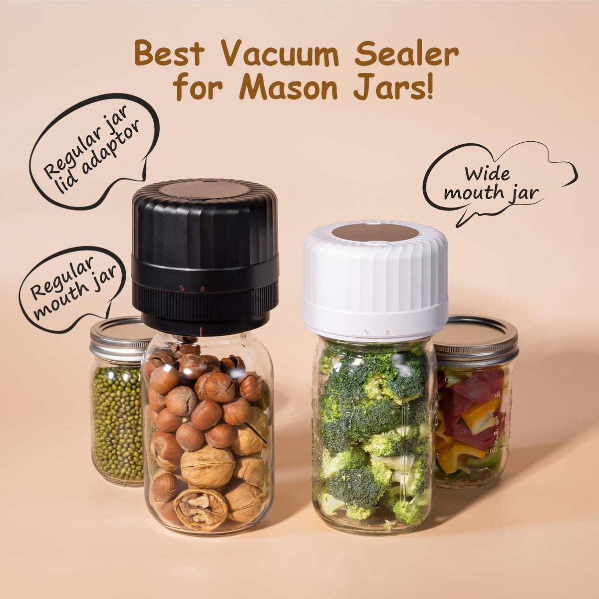 HTPOW automatic mason jar vacuum sealer enables quick, airtight sealing