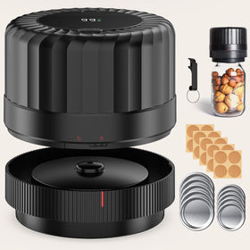 HTPOW Electric Mason Jar Vacuum Sealer in use preserves fresh salads and pantry staples