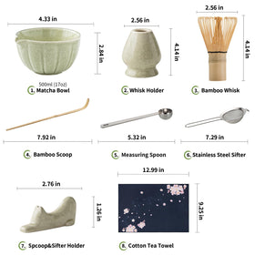 HTRCXB matcha set bamboo whisk with 80 prongs for rich, creamy foam.