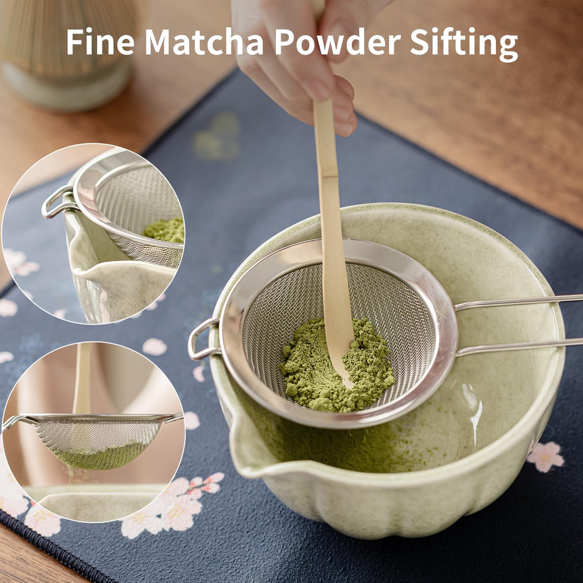 HTRCXB matcha set bamboo scoop for precise portions.