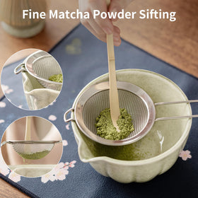 HTRCXB matcha set bamboo scoop for precise portions.