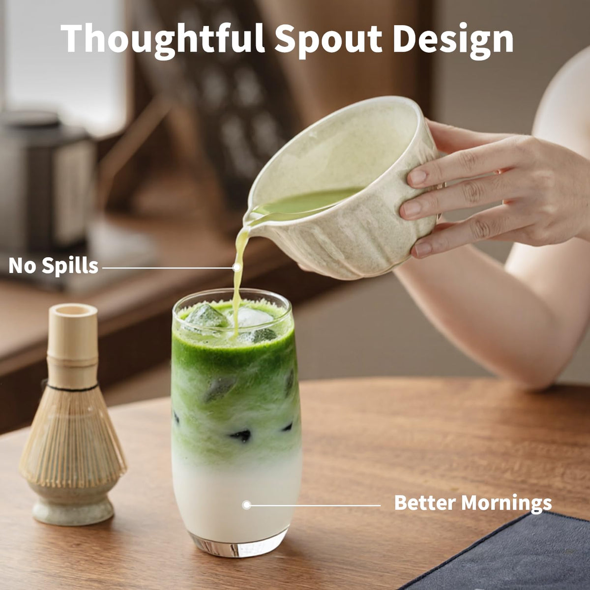 HTRCXB matcha set stainless steel sifter for smooth blending.