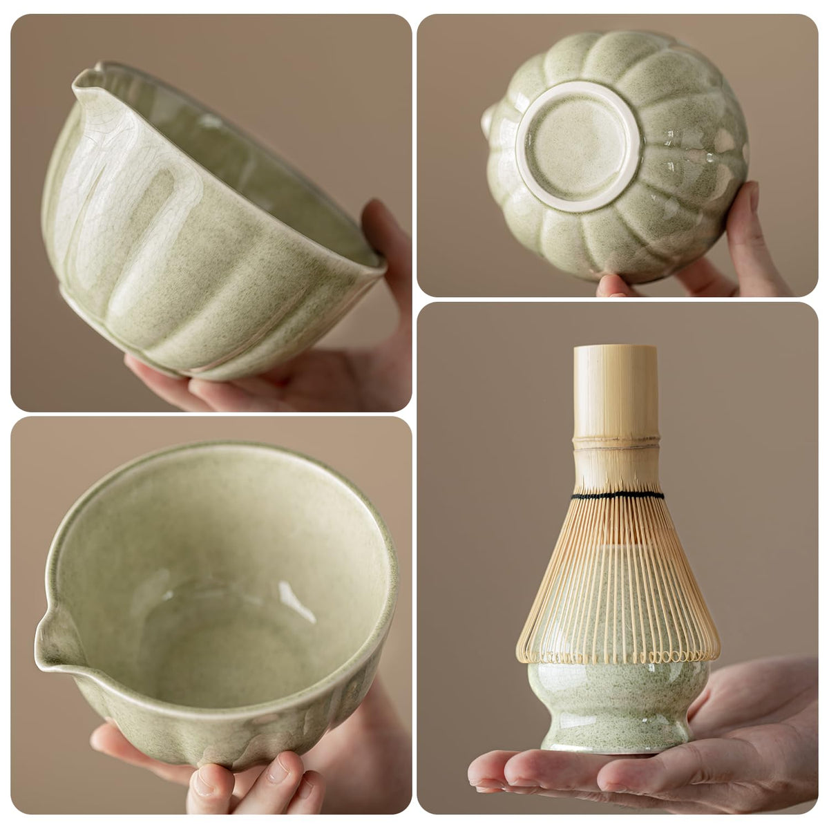 HTRCXB matcha set whisk holder keeps tools organized.