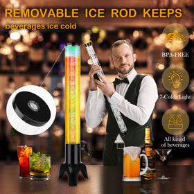 HUAFUNWIN Beer Giraffe Dispenser with removable ice tube keeps drinks cold
