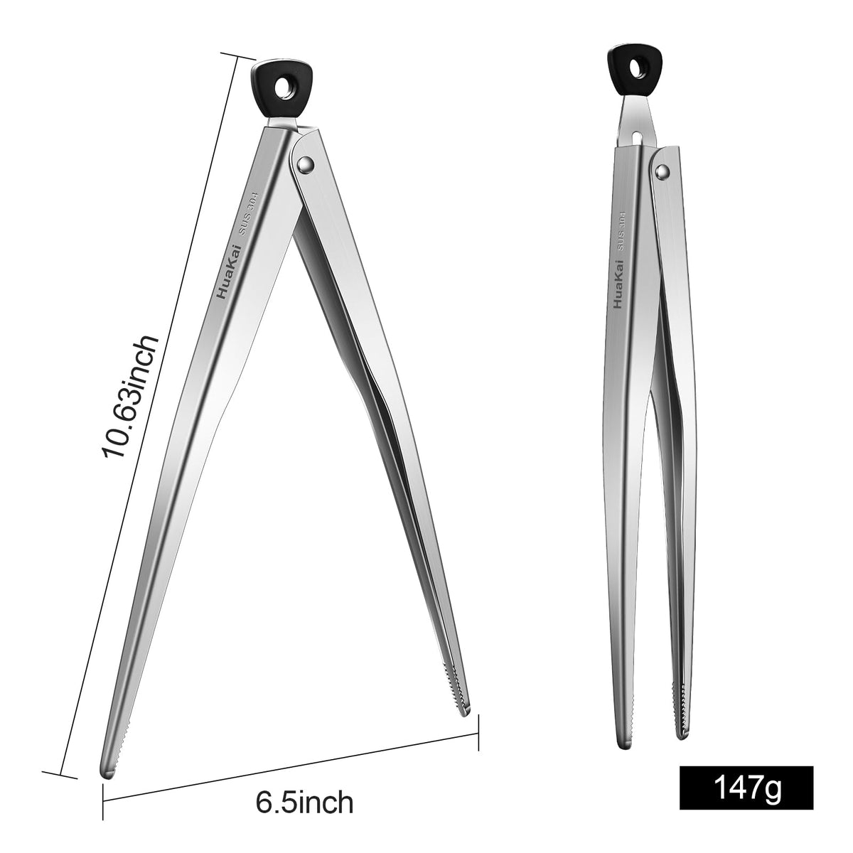 Huakai heat-resistant tongs up to 600°C for safe searing and grilling.