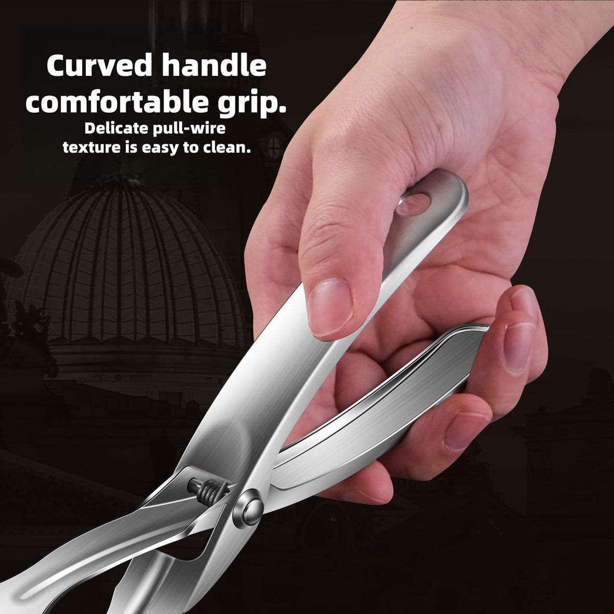 Huakai Kitchen Tongs have ergonomic curved handle for comfortable control