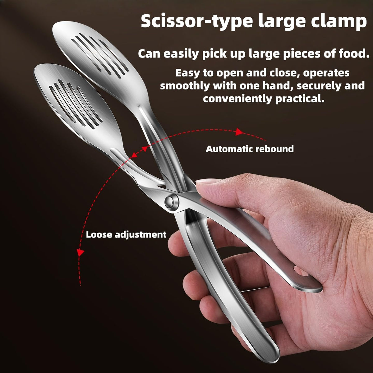Huakai Kitchen Tongs feature large jaws for gripping big steaks and pizzas