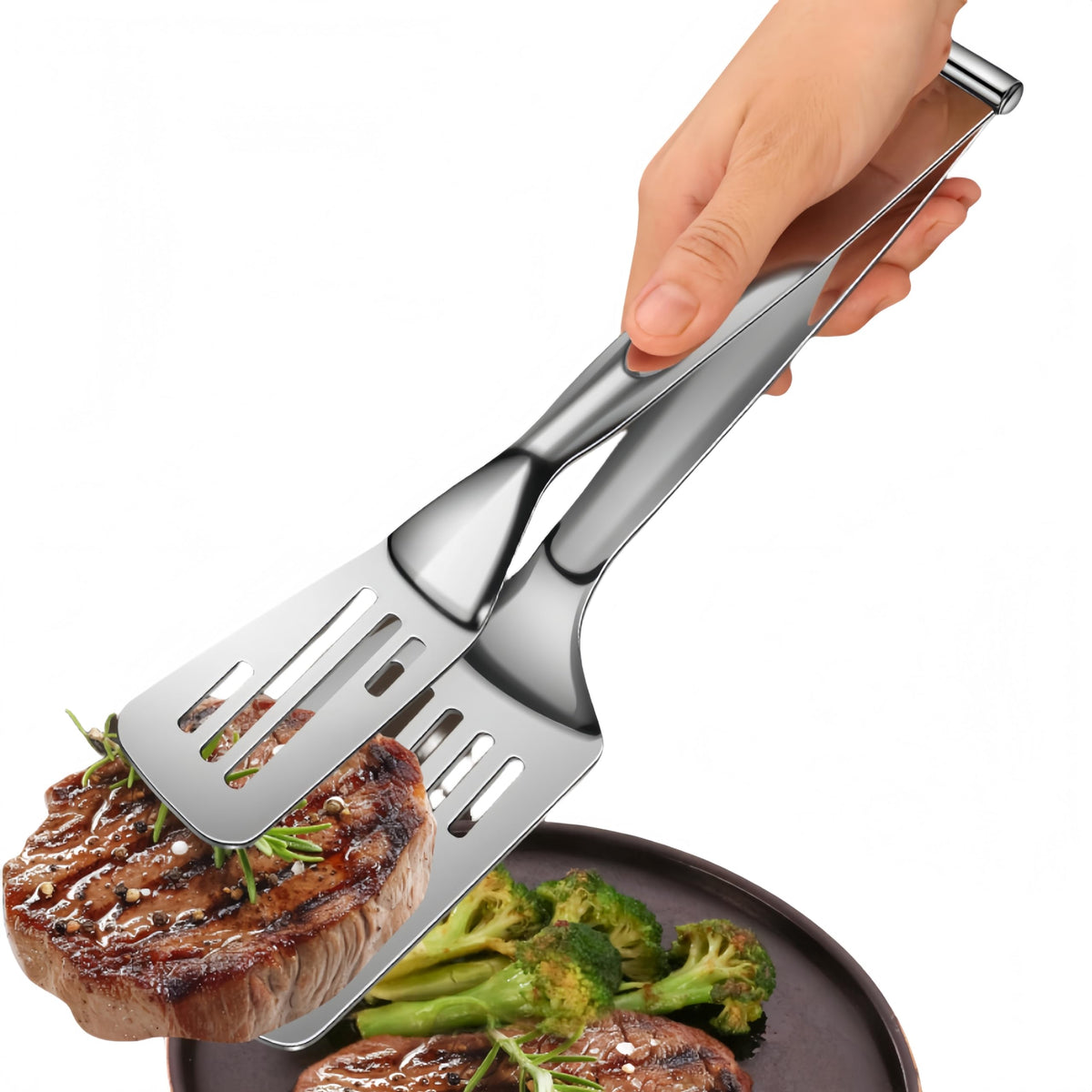 Huakai new kitchen tongs assembled for easy flipping and serving grilled foods.