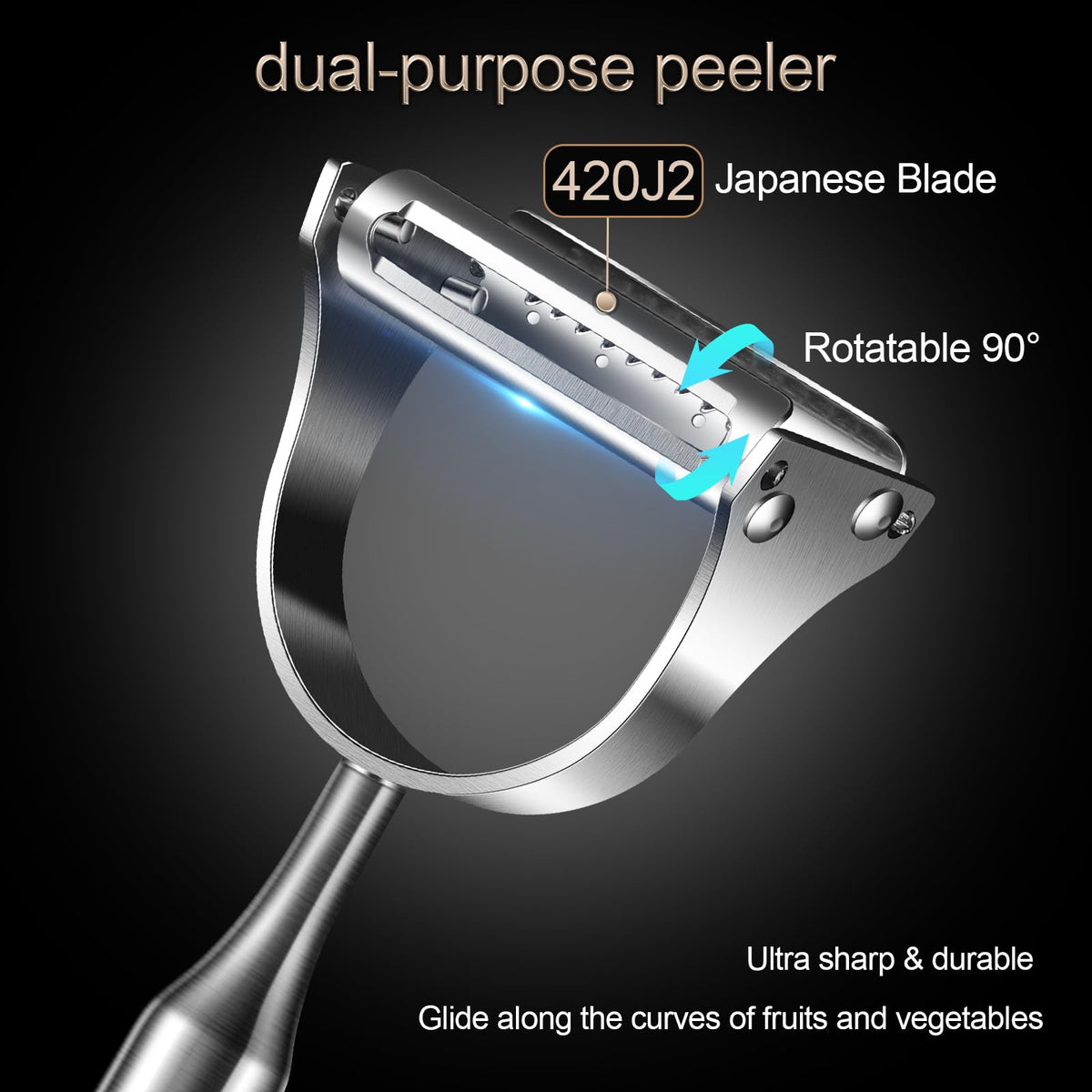 Huakai ergonomic tool with julienne capability for precise cuts