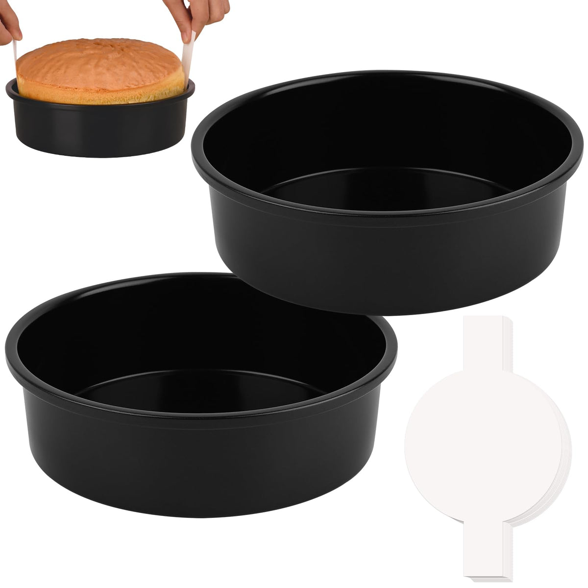 HUAKENER 2 pack 10 inch cake pans front view for even baking