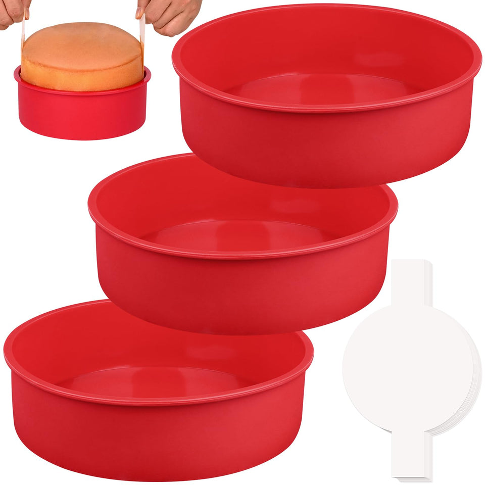 HUAKENER 10-inch round cake pan set, top view, easy release.