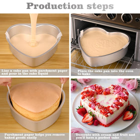 HUAKENER aluminum heart pan demonstrates even heat distribution for baking