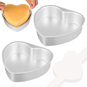 HUAKENER 8-inch heart cake pan set with a non-stick surface for easy release.