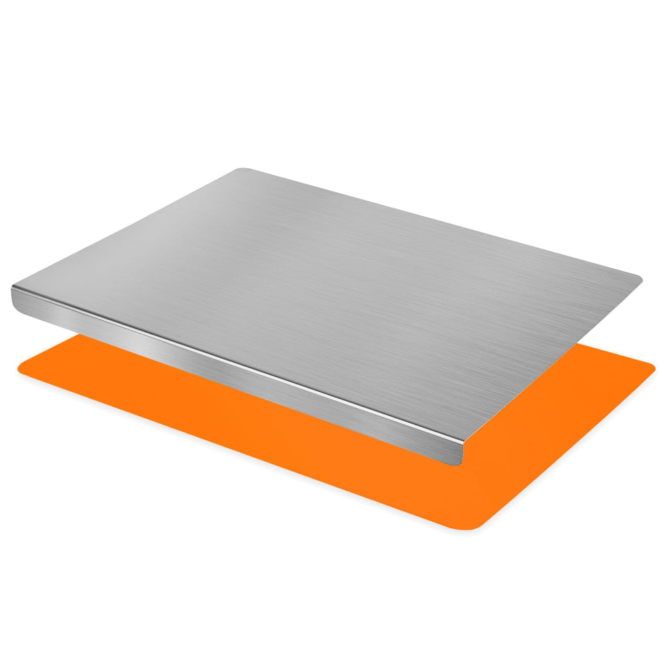 HUAKENER large stainless steel cutting board with silicone mat, non-slip top view for stable prep