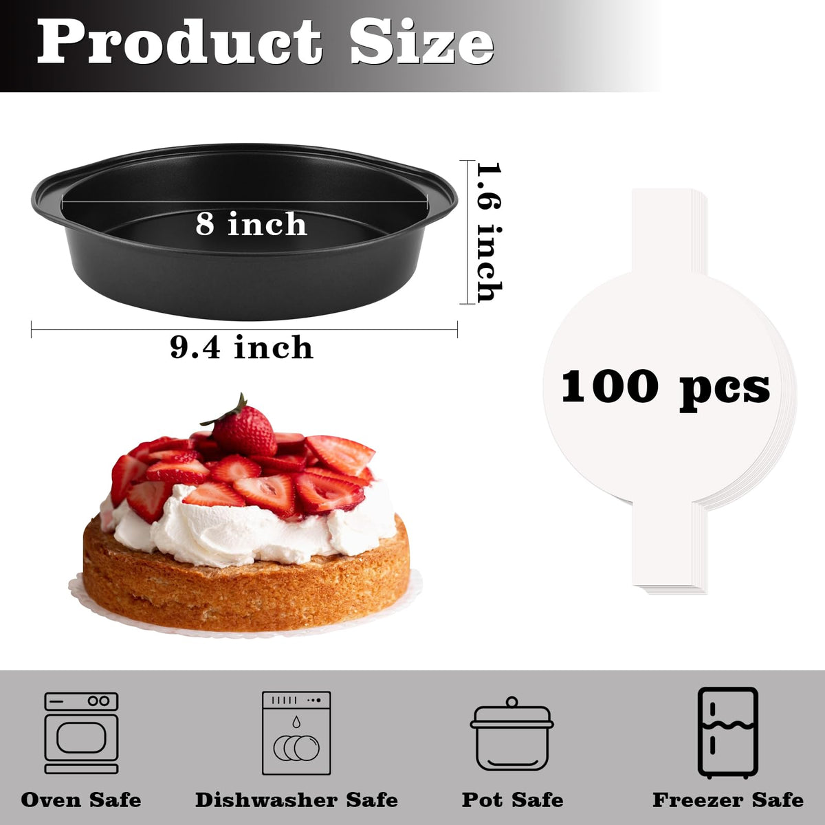 HUAKENER non-stick cake pans with handles promote smooth release and simple transport.