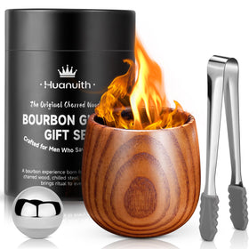 Huanuith charred wooden whiskey glass showing smoky notes and premium design.