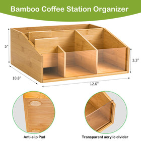 HUCINIUN bamboo coffee station organizer tea bags slot for quick access.