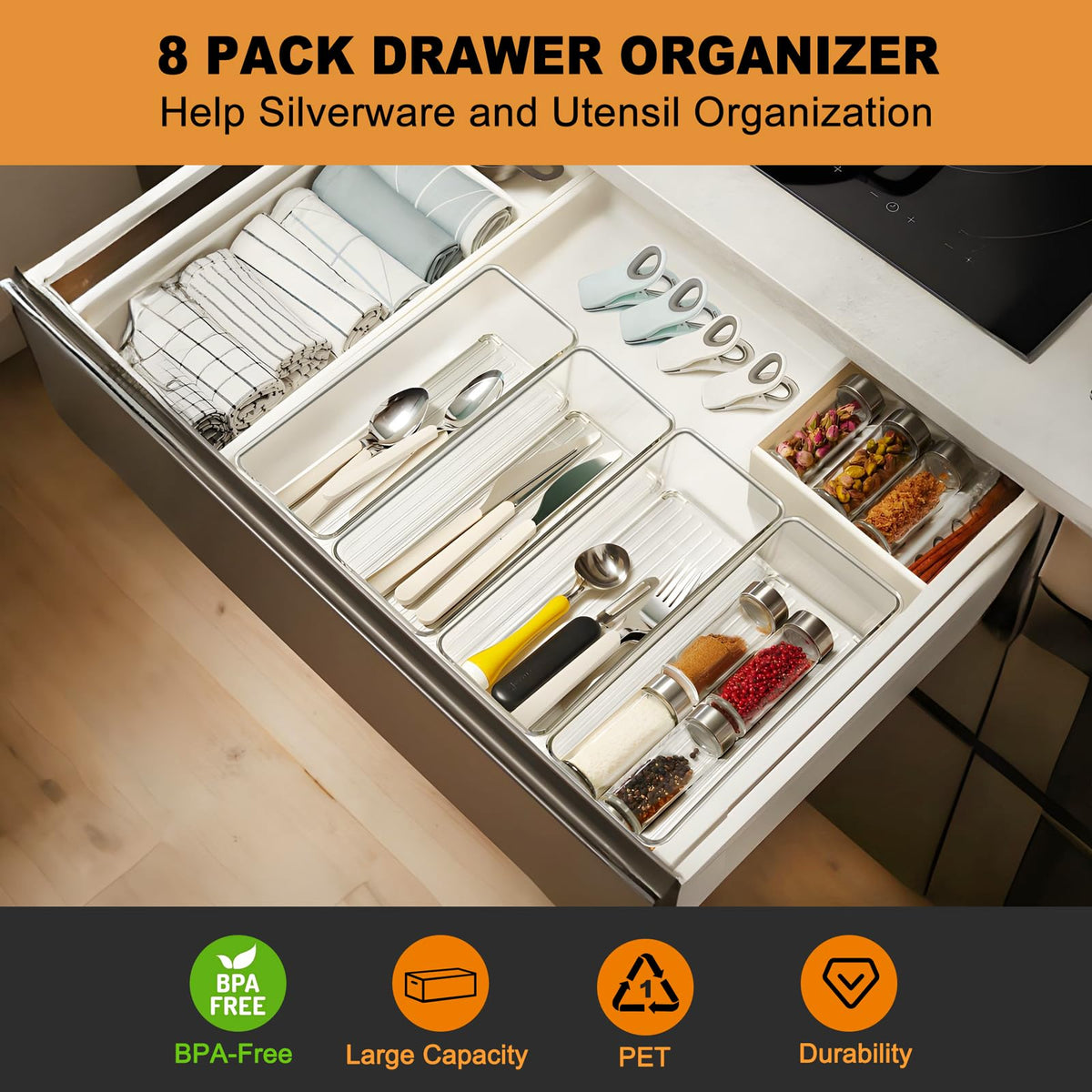 Hudgan clear drawer organizers makeup vanity use keeps cosmetics visible and accessible