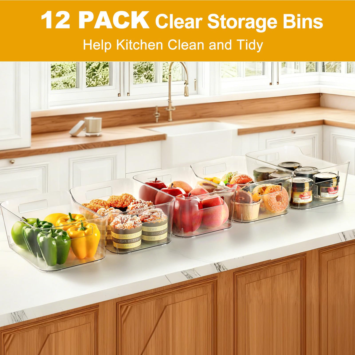 Hudgan pantry bin clear fridge storage keeps produce organized
