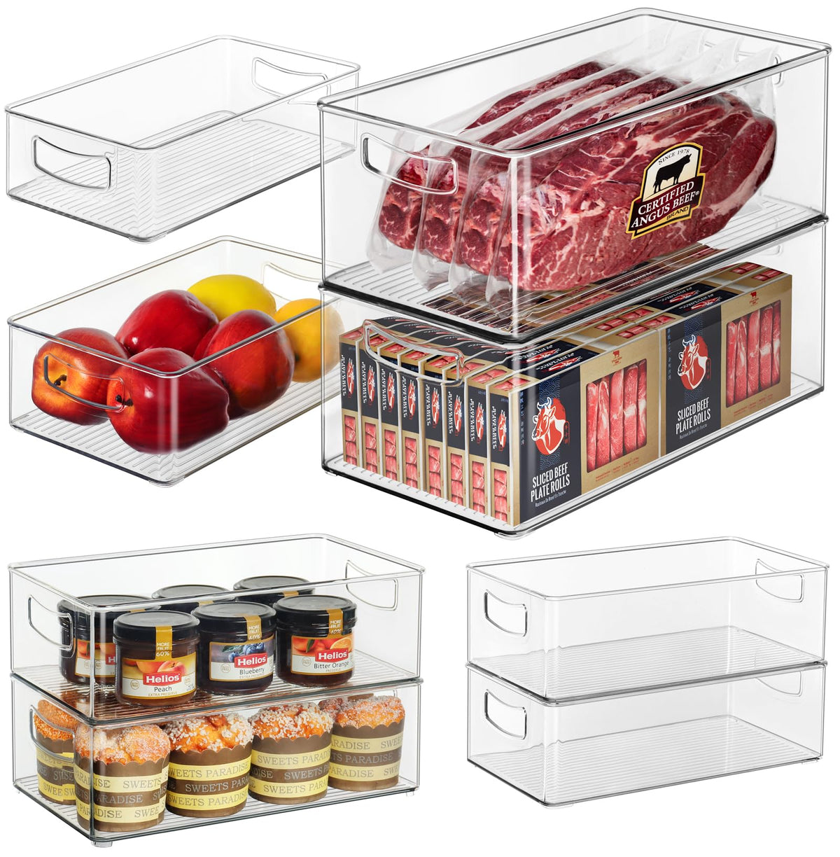 Hudgan 8-pack pantry organizers with clear fronts for easy access to snacks